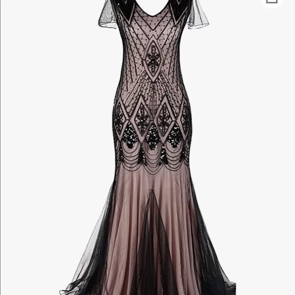 Beautiful sequin gown, only wore once. Peach underlay